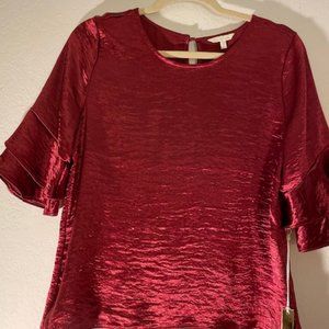 NWT Polyester Satin Ruby Red Top
